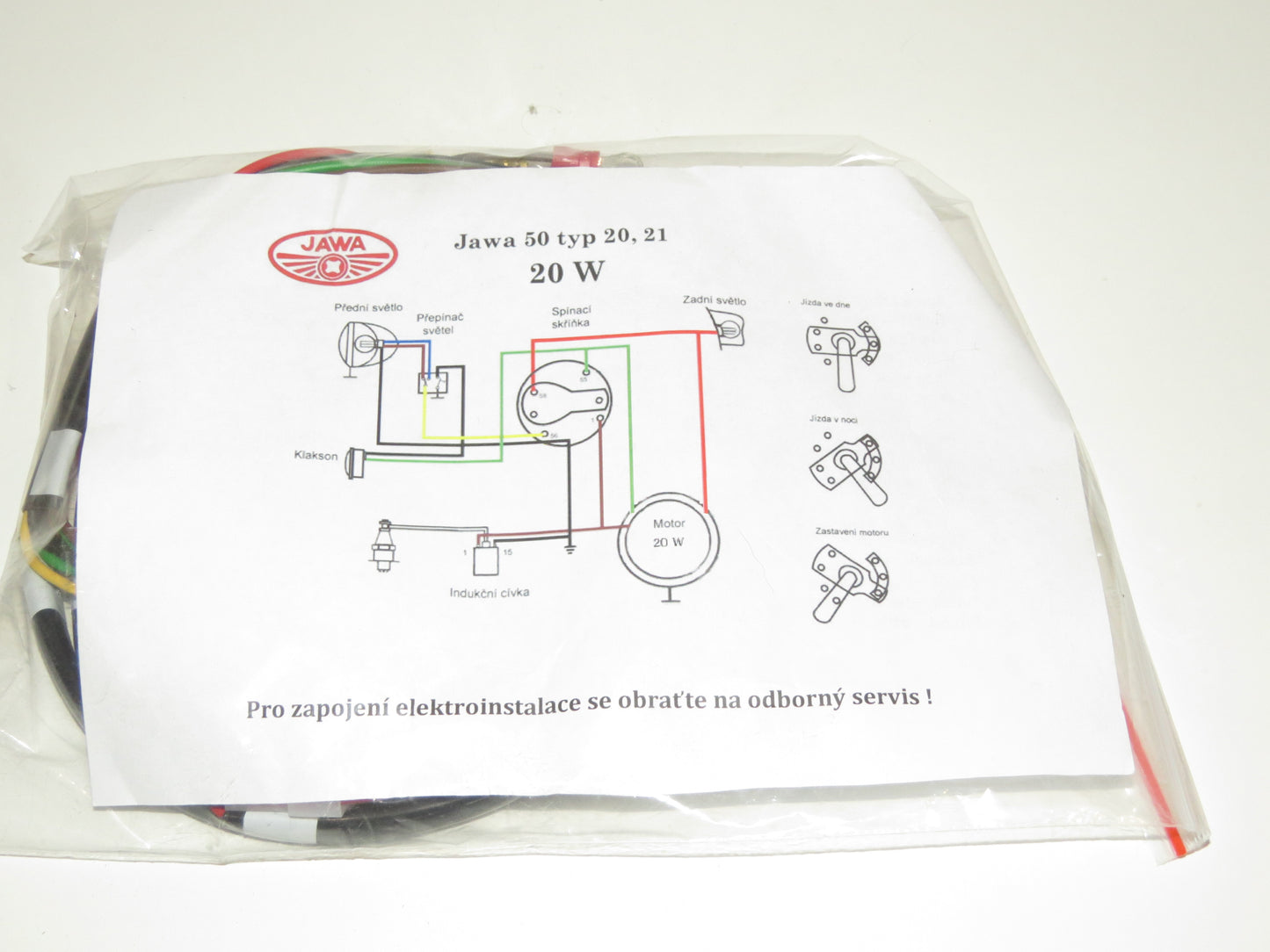 Jawa 50 pionier elektroinštalácia 20W
