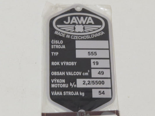 Výrobný štítok Jawa 555 pionier VS9